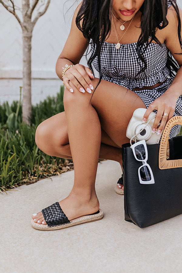 The Amias Faux Leather Woven Sandal In Black Image - 1