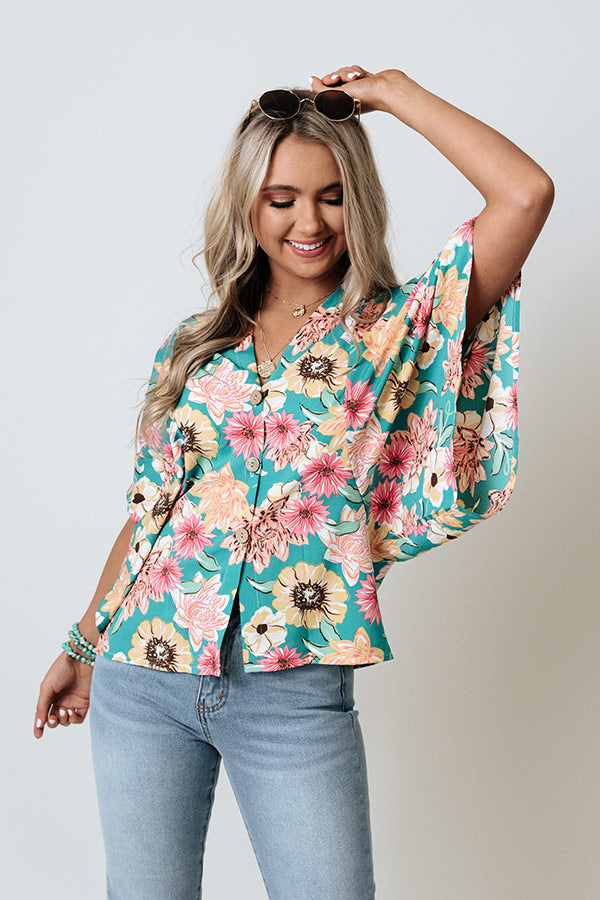 Summer Pop Floral Overlay In Turquoise Image - 4