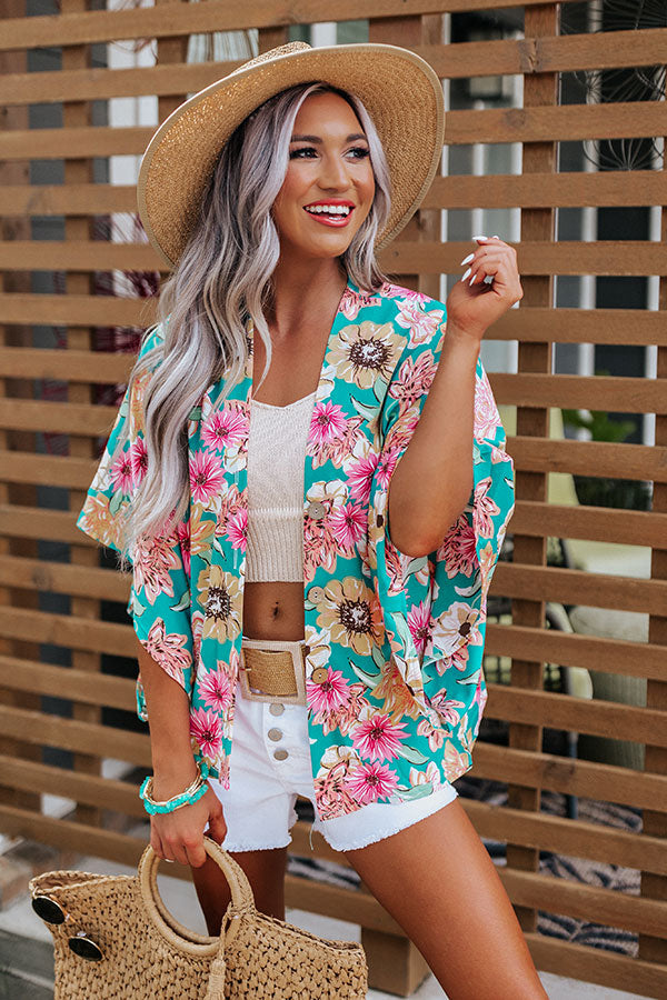 Summer Pop Floral Overlay In Turquoise Image - 2