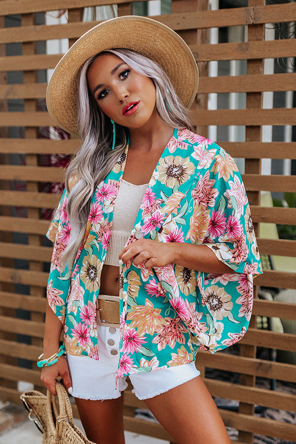 Summer Pop Floral Overlay In Turquoise Image - 3