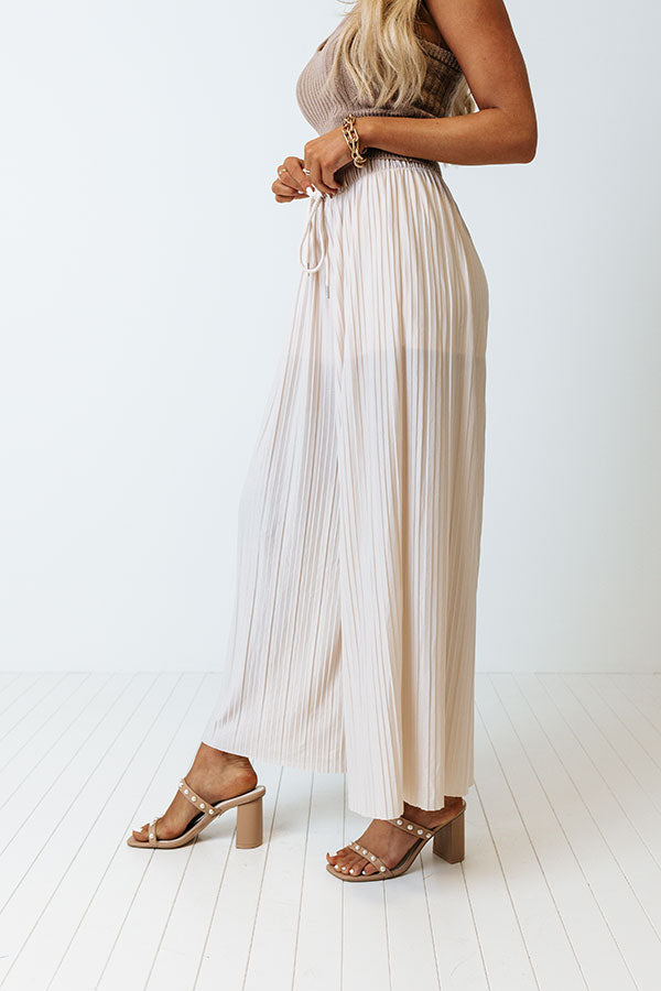 Summer In Malibu Pleated Pants In Cream Image - 4