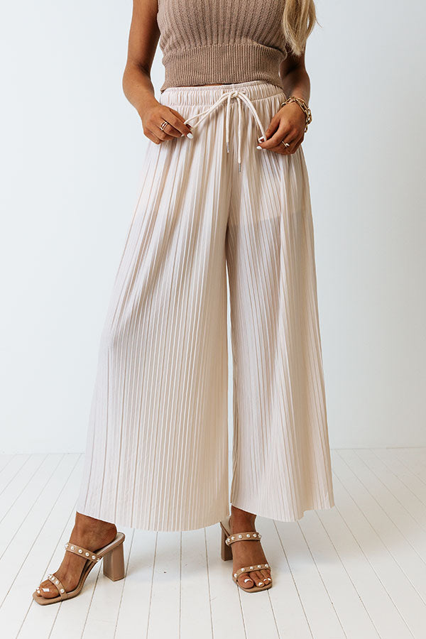 Summer In Malibu Pleated Pants In Cream Image - 1