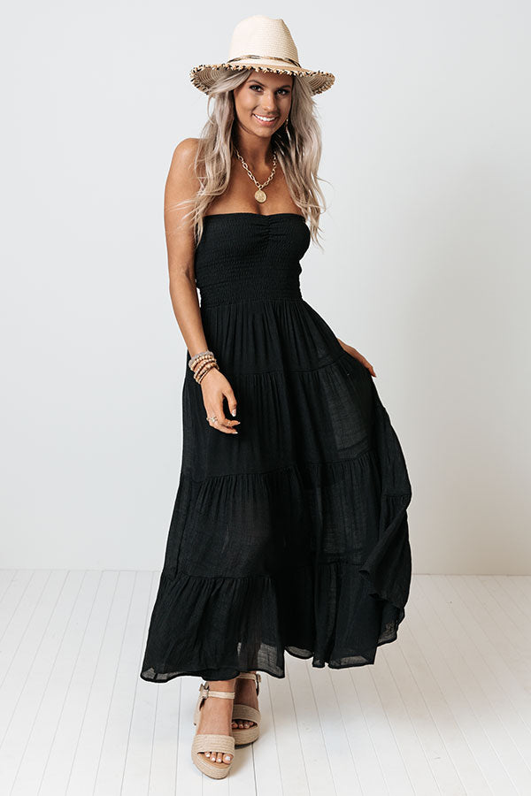 Coronado Crush Smocked Midi In Black Image - 3