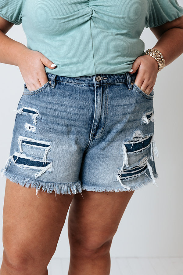 KanCan The Bali High Waist Distressed Shorts Curves Image - 3
