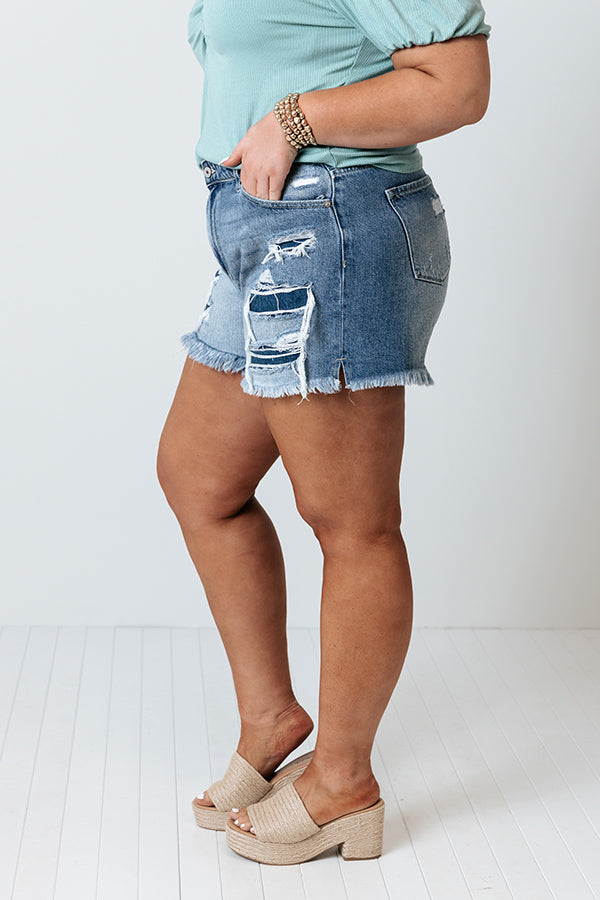 KanCan The Bali High Waist Distressed Shorts Curves Image - 4