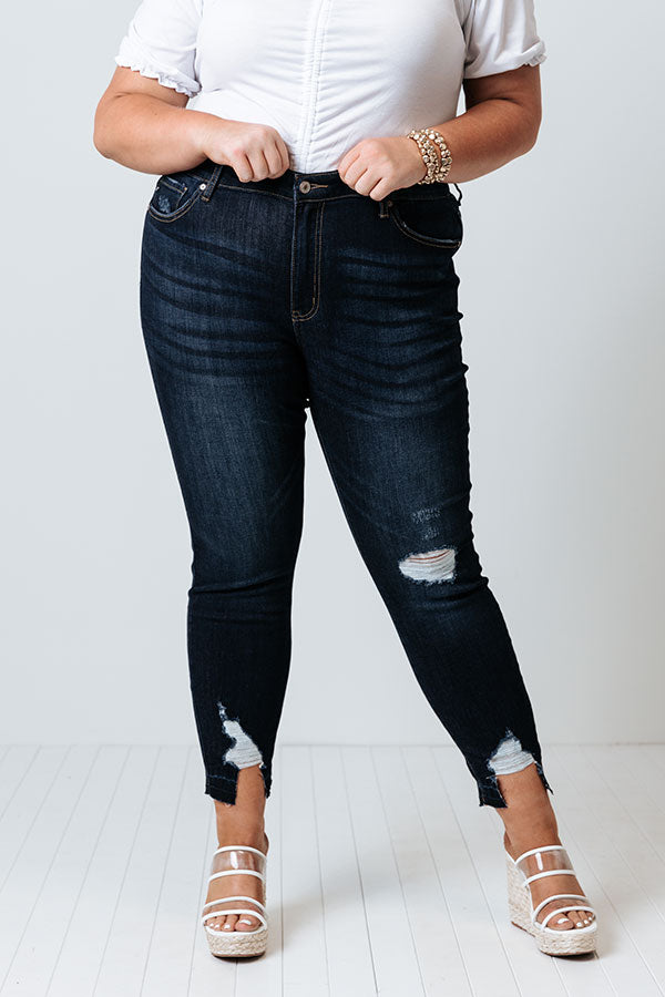 KanCan The Emory High Waist Distressed Ankle Skinny In Dark Wash   Curves Image - 1