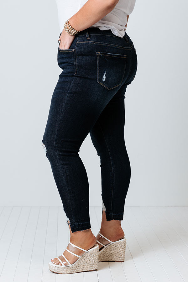 KanCan The Emory High Waist Distressed Ankle Skinny In Dark Wash   Curves Image - 3