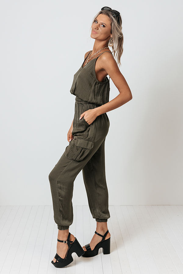 Overlooking Venice Jumpsuit In Army Green Image - 4