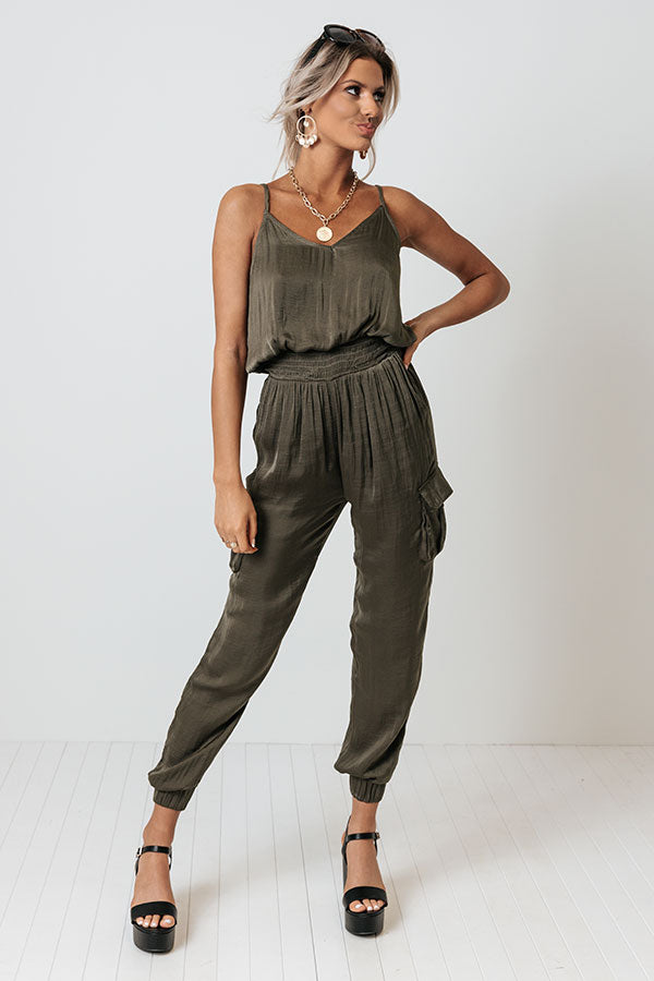 Overlooking Venice Jumpsuit In Army Green Image - 3