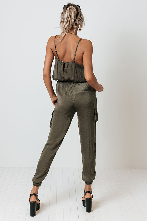 Overlooking Venice Jumpsuit In Army Green Image - 5