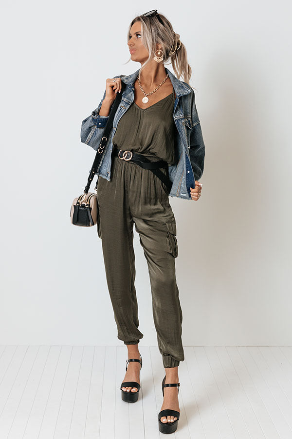 Overlooking Venice Jumpsuit In Army Green Image - 1
