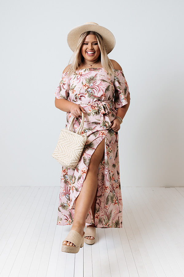 Santa Rosa Sunset Floral Maxi In Pink Curves Image - 2