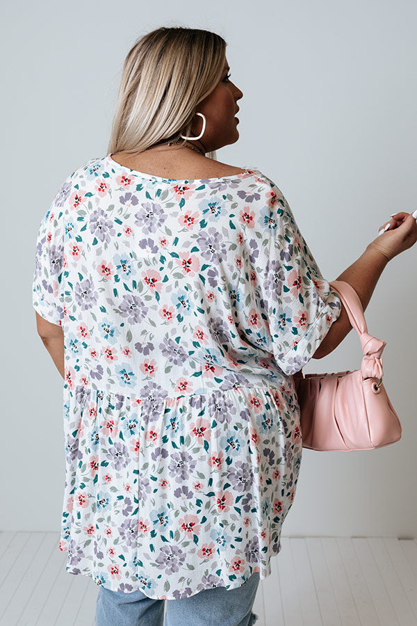 Inhale Happiness Shift Top In White Curves Image - 4