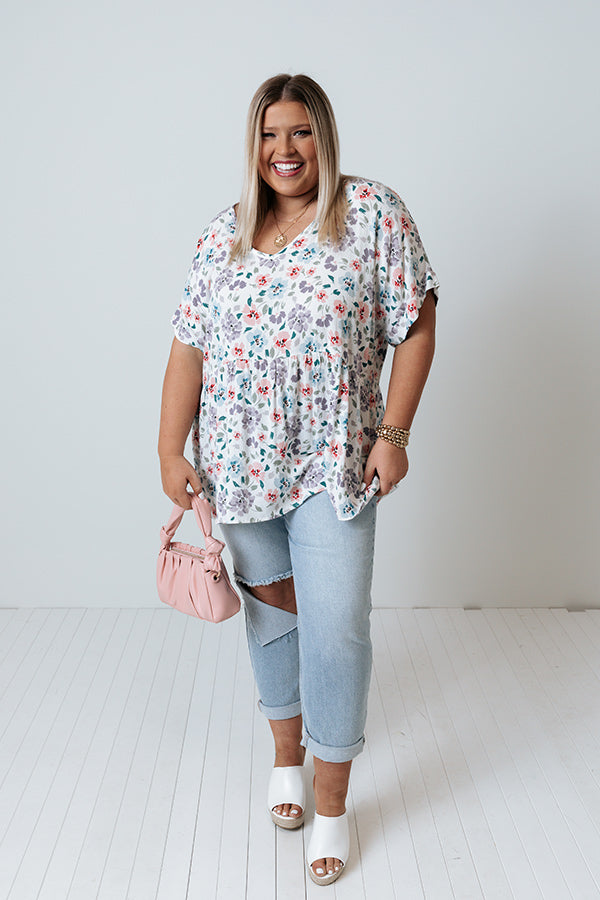 Inhale Happiness Shift Top In White Curves Image - 5