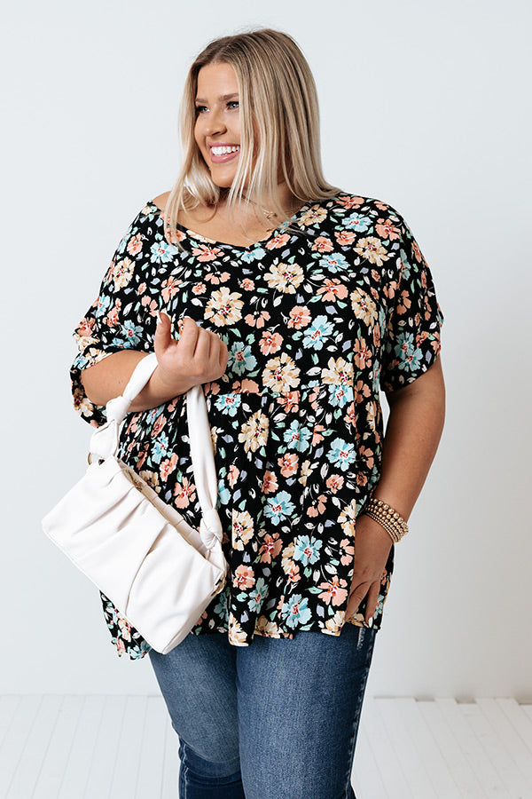 Inhale Happiness Shift Top In Black Curves Image - 1