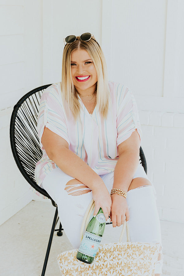 Uptown Babe Stripe Shift Top In Pink   Curves Image - 4