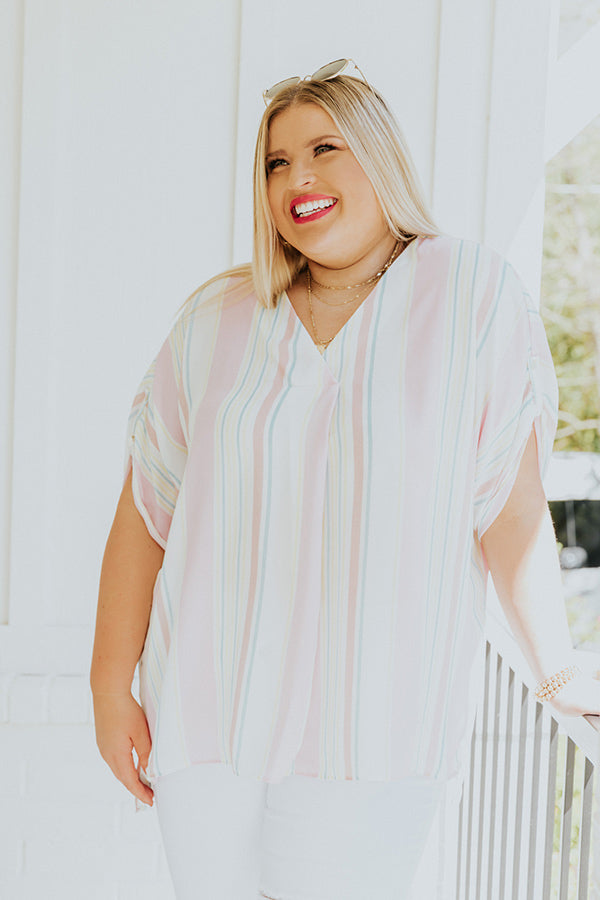 Uptown Babe Stripe Shift Top In Pink   Curves Image - 5