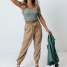 Parisian Countryside High Waist Joggers In Khaki Image - 1