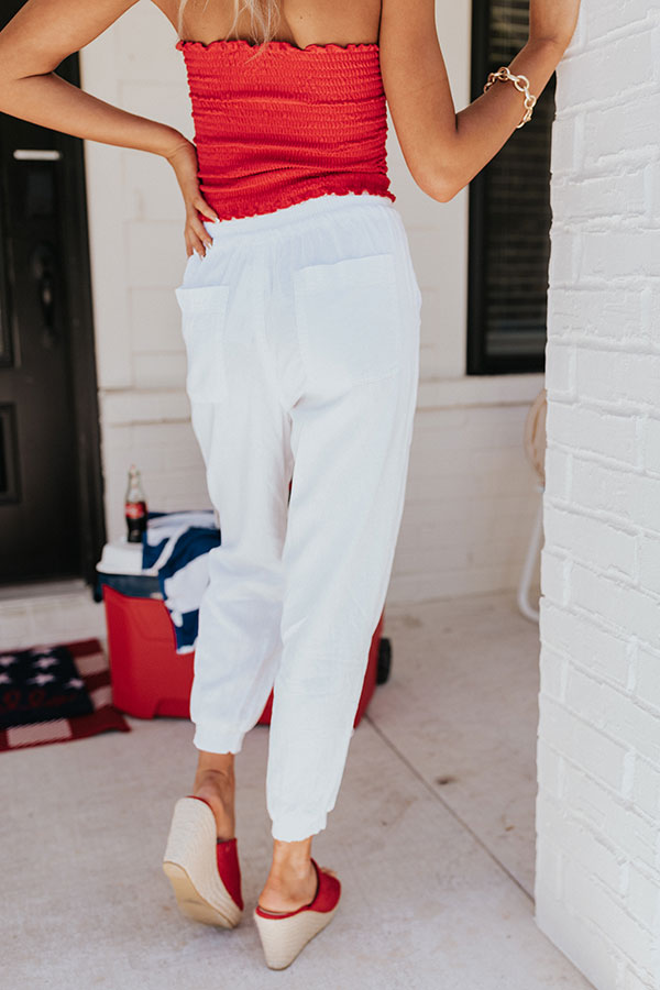 Parisian Countryside High Waist Joggers In White Image - 4