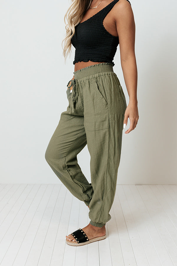 Parisian Countryside High Waist Joggers In Army Green Image - 3