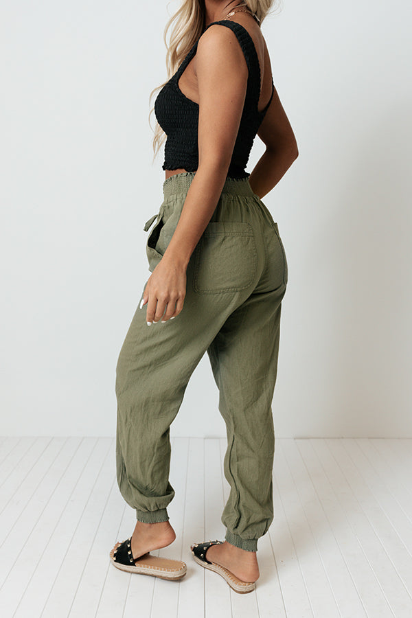 Parisian Countryside High Waist Joggers In Army Green Image - 4
