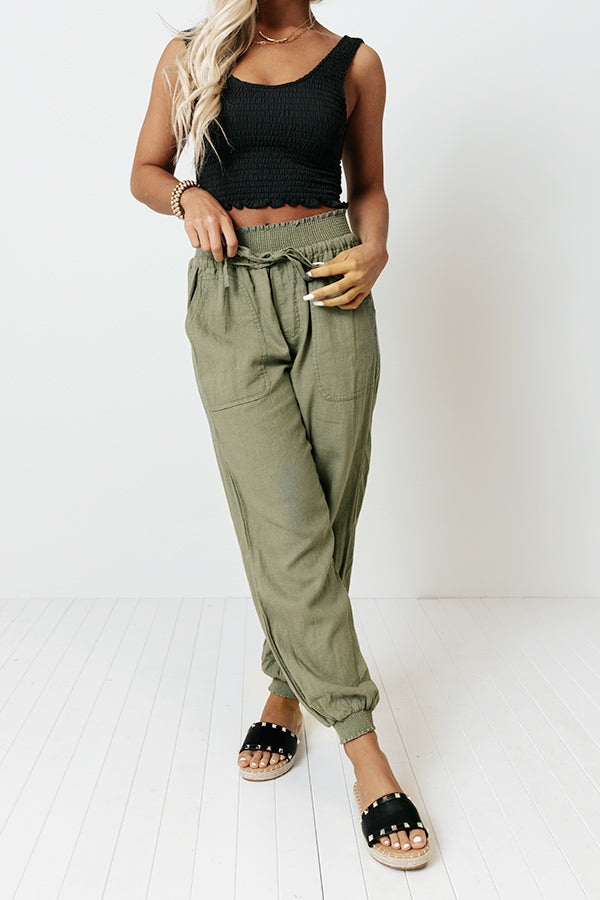 Parisian Countryside High Waist Joggers In Army Green Image - 2
