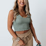 Keeping Cool Smocked Crop Tank In Sage Image - 1