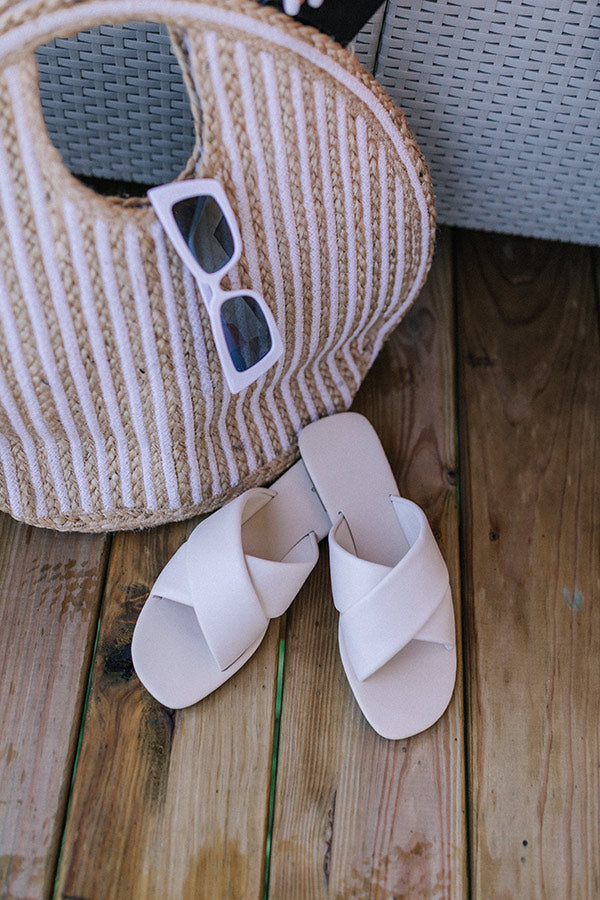 The Juanita Faux Leather Sandal In Ivory