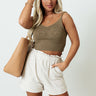 Line In The Sand Knit Crop Top In Martini Olive Image - 1