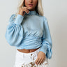 L.A. Date Night Satin Top In Sky Blue Image - 1