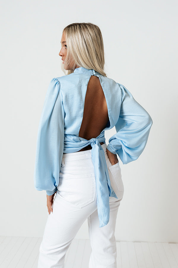 L.A. Date Night Satin Top In Sky Blue Image - 4