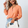 Infamous Button Up Top In Coral Image - 1