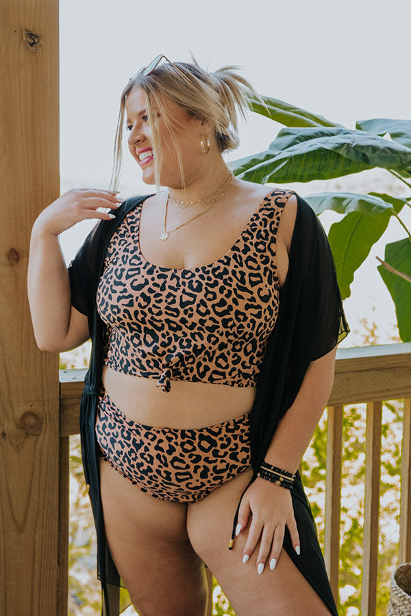 Resort Vibes Leopard Bikini Crop Top Curves