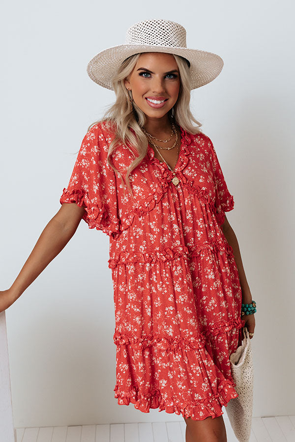 Certified Sweet Floral Babydoll Dress In Scarlet • Impressions Online