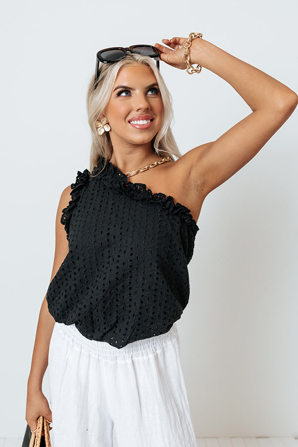 Tulum Love Eyelet Top In Black Image - 1