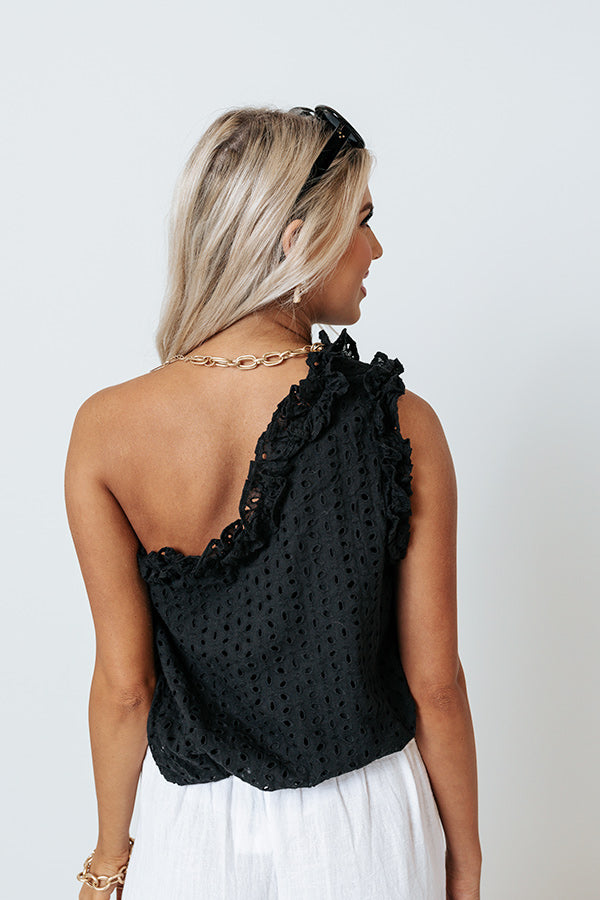 Tulum Love Eyelet Top In Black Image - 5