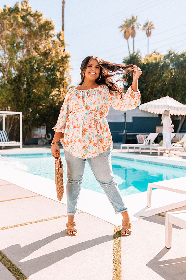 Coastal Cure Floral Top In Ivory Curves Image - 4