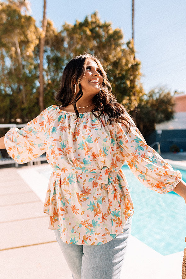 Coastal Cure Floral Top In Ivory Curves Image - 5