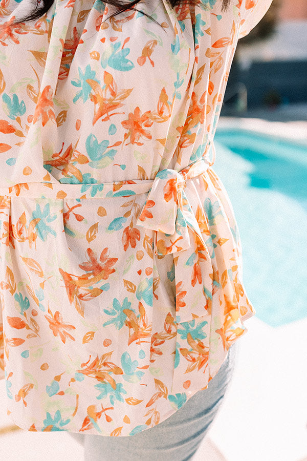 Coastal Cure Floral Top In Ivory Curves Image - 3