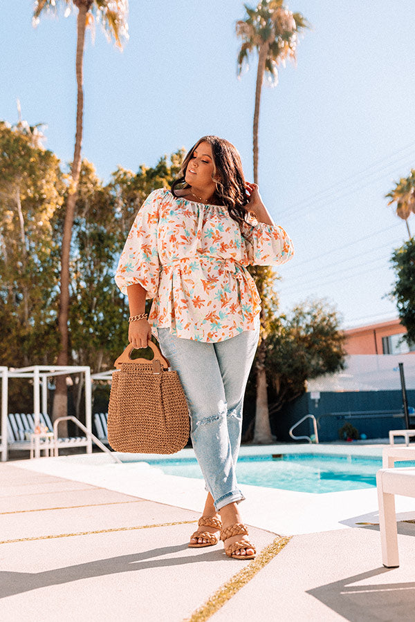 Coastal Cure Floral Top In Ivory Curves