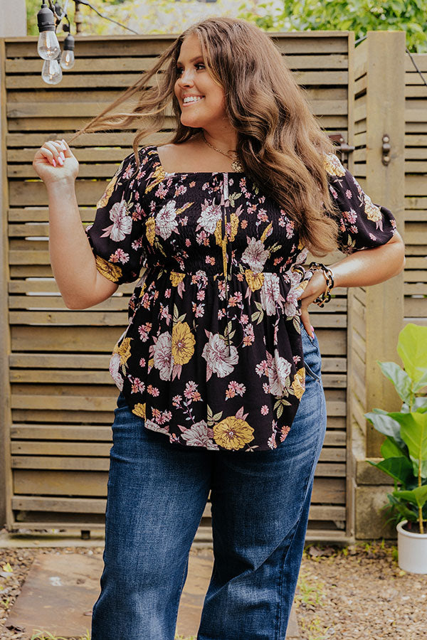 Princeton Posh Floral Top In Black   Curves Image - 1