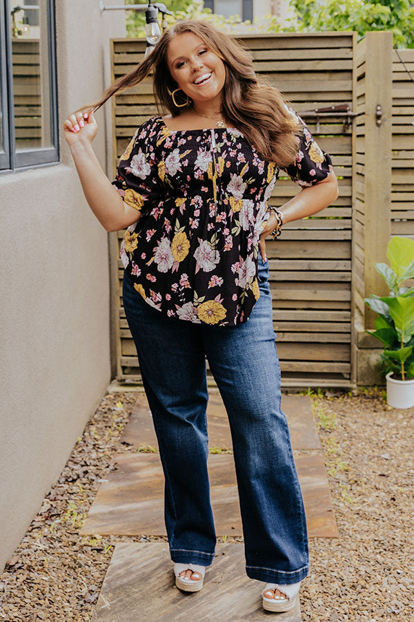 Princeton Posh Floral Top In Black   Curves Image - 2