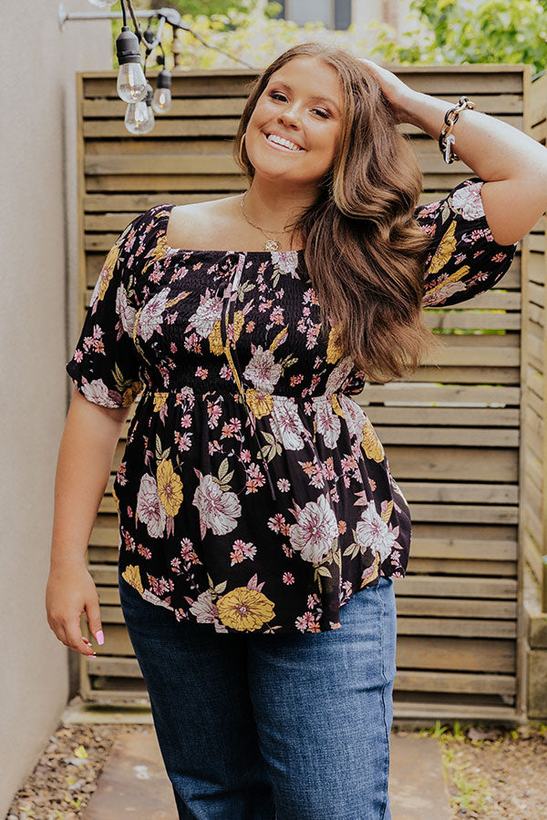 Princeton Posh Floral Top In Black   Curves Image - 3