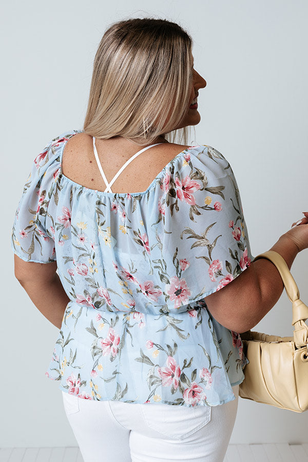 Carnation Kisses Chiffon Top In Sky Blue Curves Image - 5