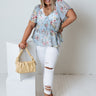 Carnation Kisses Chiffon Top In Sky Blue Curves Image - 1