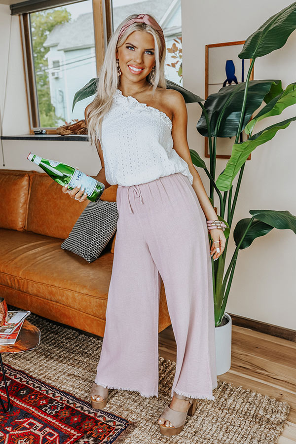 The Banks High Waist Linen-Blend Pants In Blush Image - 1