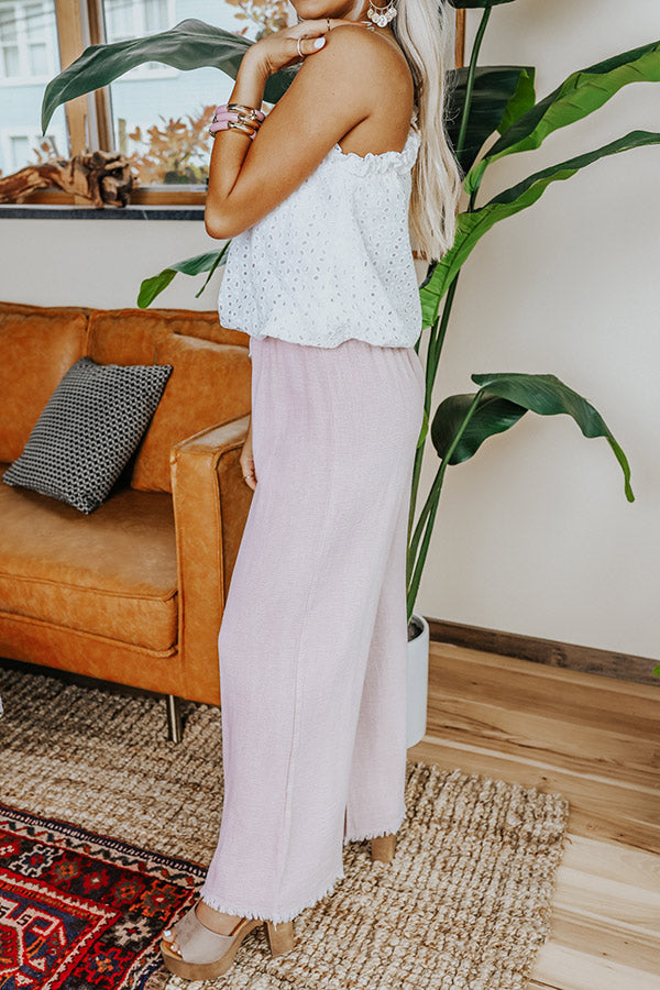 The Banks High Waist Linen-Blend Pants In Blush Image - 4