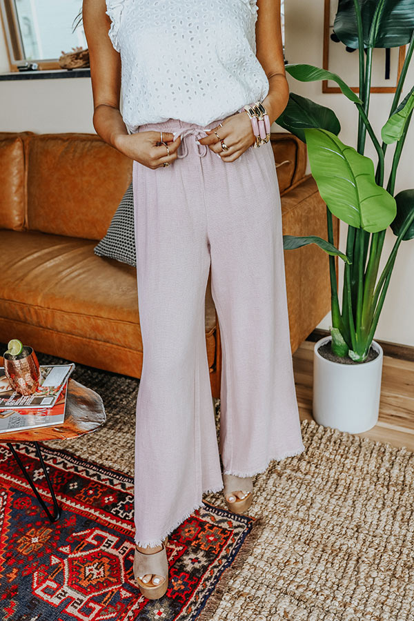 The Banks High Waist Linen-Blend Pants In Blush Image - 3