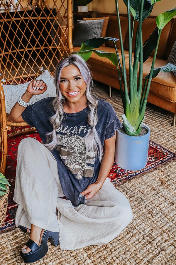 Wild And Free Stone-Wash Vintage Tee Image - 1