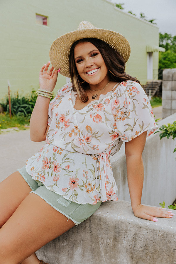 Carnation Kisses Chiffon Top In White   Curves Image - 1